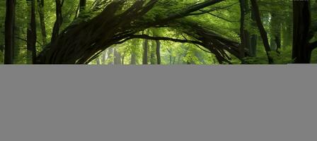 AI generated Natural archway shaped by branches in the forest. AI Generated photo