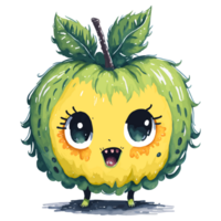 AI generated Watercolor cute kiwi cartoon character. png