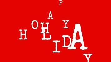 Animated happy holiday with glitch text effect in red, green, and blue background video