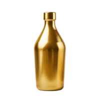 ai gegenereerd gouden fles PNG geïsoleerd Aan transparant achtergrond