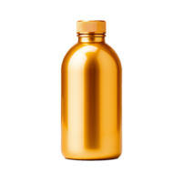 ai gegenereerd gouden fles PNG geïsoleerd Aan transparant achtergrond