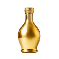 ai gegenereerd gouden fles PNG geïsoleerd Aan transparant achtergrond