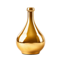 ai gegenereerd gouden fles PNG geïsoleerd Aan transparant achtergrond