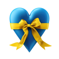 ai generiert Blau Herz, Gelb Band Verpackung um das Herz. png