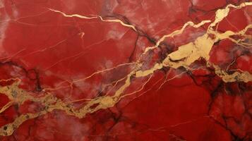 AI generated Luxe Decor Red and Gold Marble Surface photo