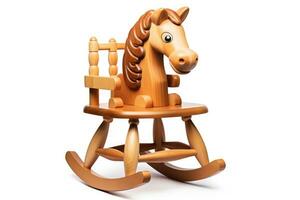 AI generated Wooden rocking horse, children's toy photo