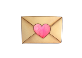 romantisch liefde brief voor valentijnsdag dag. post- wijnoogst envelop met hart sticker. clip art waterverf illustratie Aan transparant achtergrond voor groet kaarten, bruiloft uitnodigingen, worden mijn Valentijn png