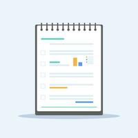 Notepad with flat design. Spiral notepad illustration. Planning document file vector