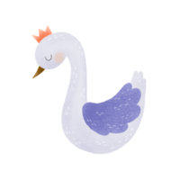 Hand painted white swan illustration. Cartoon clipart png