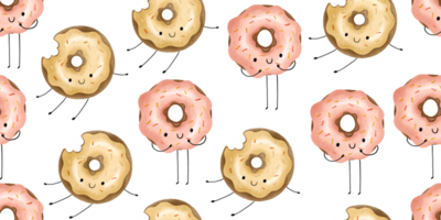 Karikatur Donuts nahtlos Muster. Krapfen mit Glasur endlos Hintergrund png