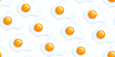 horizontal antecedentes. frito huevos modelo. mano pintado sin costura frito huevos modelo o fondo de pantalla. blanco modelo png