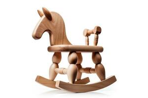 AI generated Wooden rocking horse, children's toy photo