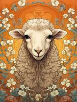 AI generated Sheep background for Eid aldha mubarak design photo