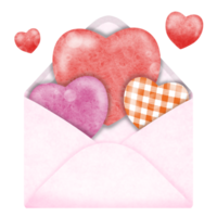 Pink envelope with hearts png