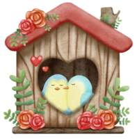 amor pássaros dentro uma pássaro casa clipart png