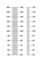 Kids height charts from 50 to 150 centimeters. Templates for wall growth sticker. Set of meter wall or growth ruler. vector