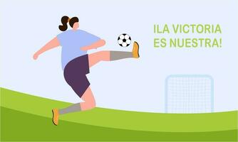 Español fútbol americano jugadores celebrando su victoria a el mundo taza ilustración vector