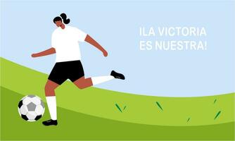 Español fútbol americano jugadores celebrando su victoria a el mundo taza ilustración vector