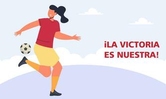 Español fútbol americano jugadores celebrando su victoria a el mundo taza ilustración vector