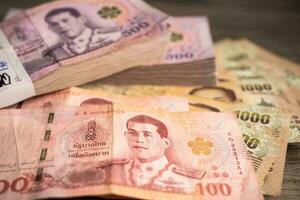 tailandés baht billetes de banco, negocio ahorro Finanzas inversión concepto. foto