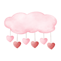 Pink cloud with hearts png