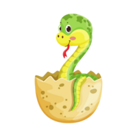 ai généré mignonne dessin animé serpent éclosion png