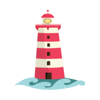 AI generated Red white lighthouse, png