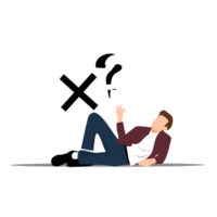 man lying on the floor with question mark over his head png