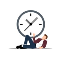 homme mensonge sur le sol avec une l'horloge sur le sien main png