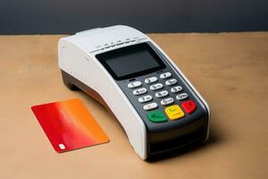 ai generado crédito tarjeta lector y un crédito tarjeta foto