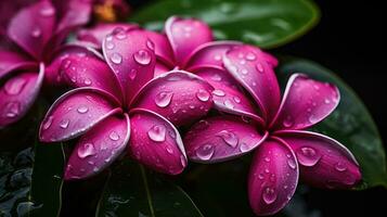 ai generado profundo rosado plumeria después un lluvia otoño foto