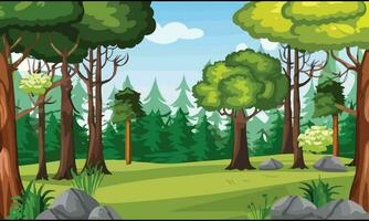 Forest scene with various forest trees vector