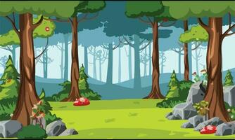 Forest scene with various forest trees vector