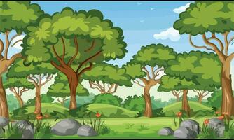 Forest scene with various forest trees vector