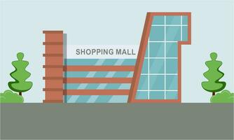 Shopping mall outside composition mall building illustration vector