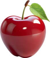 AI generated red cherry with leaf on transparent background png