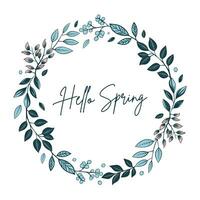 botánico marco con hojas y bayas para invitaciones y tarjetas Hola primavera póster. vector floral guirnalda