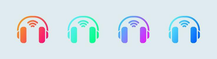 Wireless headphone solid icon in gradient colors. Earphones signs vector illustration.