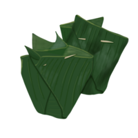Two banana leaf wrap on png transparant background