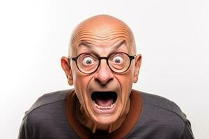 AI generated Elderly man with glasses and a surprised expression photo