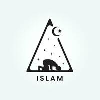 Star and crescent logo symbol of Islam flat icon vector illustration