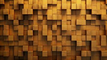 AI generated Abstract wooden 3d cubes, golden wood texture for background photo