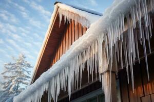 AI generated Icicles on the roof photo