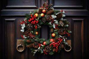 AI generated A wreath on a door photo