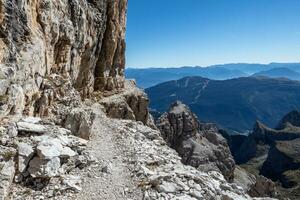 View of the mountain peaks Brenta Dolomites. Trentino, Italy photo