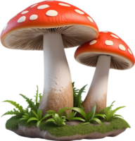 AI generated two red mushrooms with white spots on them png