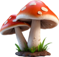 AI generated two red mushrooms with white spots on them png