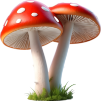 AI generated two red mushrooms with white spots on them png