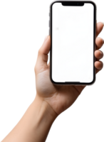 AI generated hand holding smartphone png