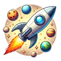 AI generated rocket in the sky - Rocket cartoon on transparent background png